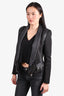 IRO Black Collared Jacket with Leather Collar