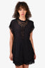 IRO Black Eyelet Mini Dress Size 38