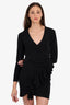 IRO Black Glitter Ruffled Mini Dress Size 42