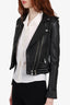 IRO Black Lamb Leather Cropped Biker Jacket Size 38