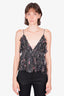 IRO Black Metallic Ruffle Top Size 38