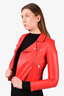 IRO Red Leather Biker Jacket Size 38