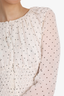 Intermix Black/White Polka Dot Cropped Blouse with Pearl Embellishments Size P