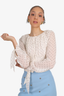 Intermix Black/White Polka Dot Cropped Blouse with Pearl Embellishments Size P