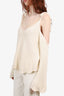 Intermix Cream Ribbed Knit Tied Top Size L