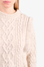 Isabel Marant Beige Wool Cable Knit Puff Cap Sweater Size 34