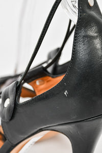 Isabel Marant Black Leather Lace Up Heeled Sandal Size 39