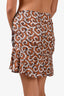 Isabel Marant Cream/Orange Patterned Ruched Mini Skirt Size 36