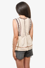 Isabel Marant Etoile Beige Cotton Red/Black Embroidered Sleeveless Top sz 40