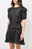 Isabel Marant Etoile Black Cotton Ruffle Mini Dress sz 44
