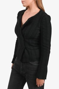 Isabel Marant Etoile Black Wool Striped Jacket Size 36
