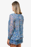 Isabel Marant Etoile Blue/Red Sheer Silk Blouse Size 38 + Mini Ruffle Skirt Set Size 40