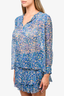 Isabel Marant Etoile Blue/Red Sheer Silk Blouse Size 38 + Mini Ruffle Skirt Set Size 40