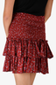 Isabel Marant Etoile Burgundy Floral Smock 'Naomi' Mini Skirt Size 38