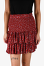 Isabel Marant Etoile Burgundy Floral Smock 'Naomi' Mini Skirt Size 38