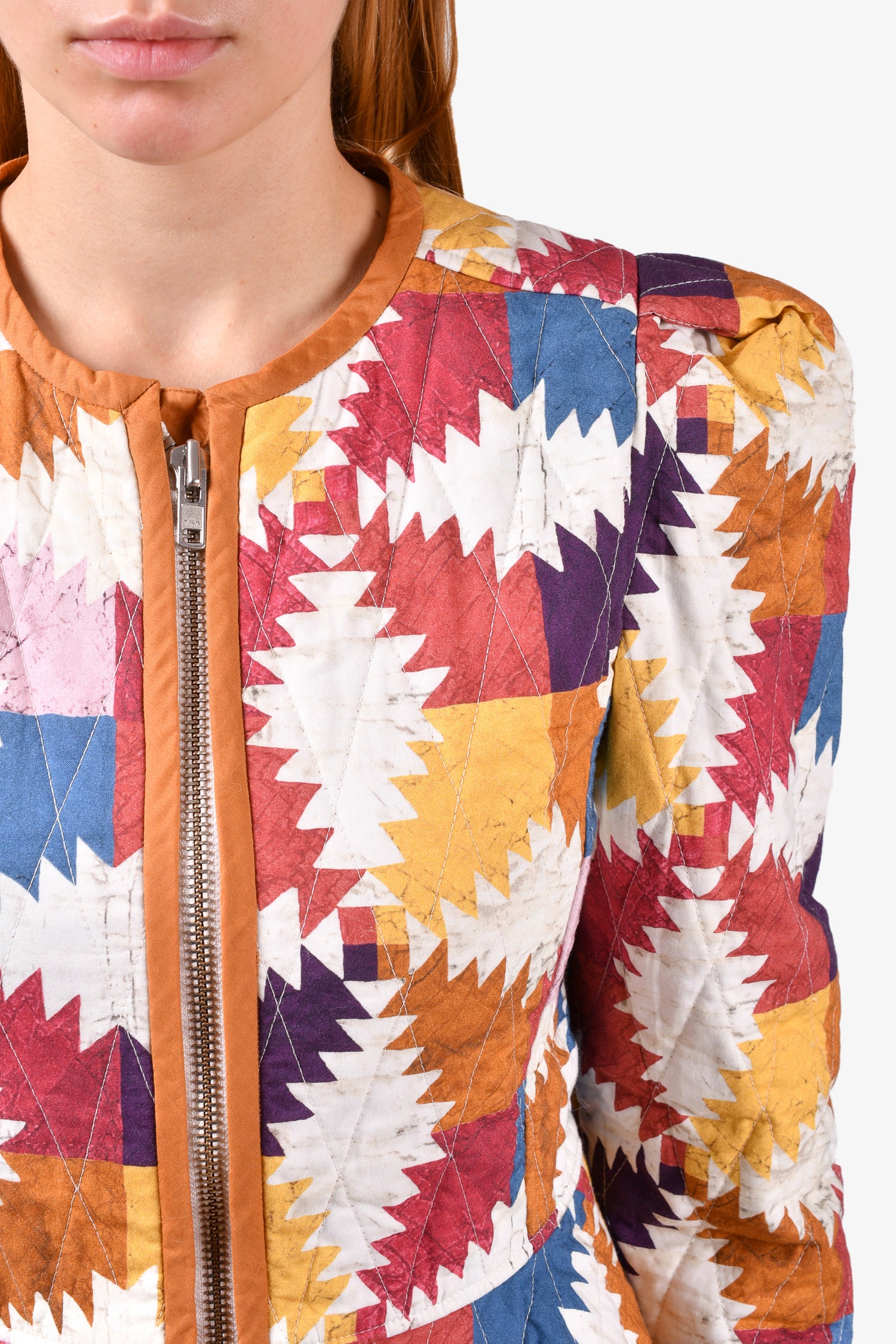 Isabel Marant Etoile Orange Printed 'Hafileal' Zip-Up Jacket Size