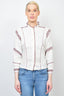 Isabel Marant Etoile White Linen Ruffle Blouse with Red Piping Detail Size 34