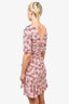 Isabel Marant Pink Silk Patterned Ruched Dress Size 38