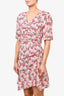 Isabel Marant Pink Silk Patterned Ruched Dress Size 38