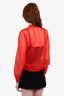 Isabel Marant Red/Black Mesh Diamond Pattern Turtleneck Top Size S