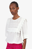 Isabel Marant White Embroidered Boxy Blouse Size 38