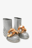 J.W Anderson Silver Rubber Rain Boots with Gold Buckle Size 36