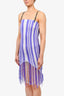 J.W. Anderson Purple/White Striped Fringe Dress with Leather Straps Size M