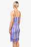 J.W. Anderson Purple/White Striped Fringe Dress with Leather Straps Size S