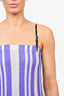 J.W. Anderson Purple/White Striped Fringe Dress with Leather Straps Size L