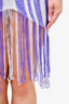 J.W. Anderson Purple/White Striped Fringe Dress with Leather Straps Size S