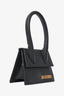 Jacquemus Black Grained Leather Le Chiquito Top Handle with Strap