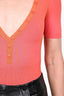 Jacquemus Orange/Pink Ribbed Knit Bodysuit Size 34