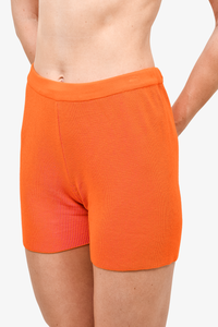 Jacquemus Orange Ribbed Knit Shorts Size 40