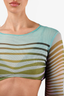 Jean Paul Gaultier Blue Patterned Mesh Crop Top Size S