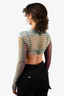Jean Paul Gaultier Blue Patterned Mesh Crop Top Size S