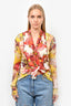 Jean Paul Gautier Red Patterned Sheer Open Cardigan Size M