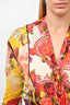 Jean Paul Gautier Red Patterned Sheer Open Cardigan Size M