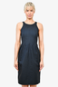 Jil Sander Navy Blue Nylon Dart Front Sleeveless Dress Size 38