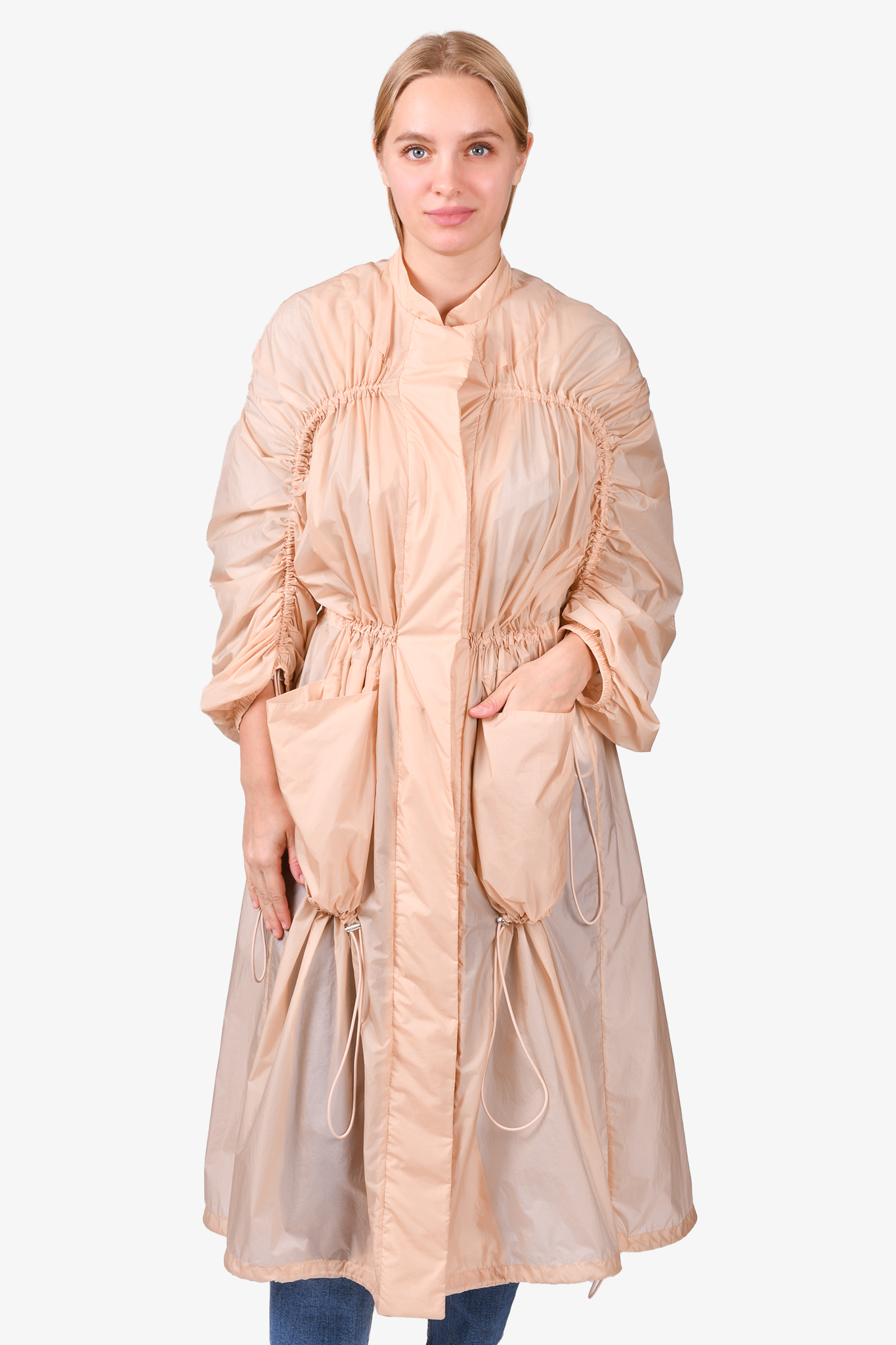 Jil Sander Nylon Peach Drawstring Rain Jacket Size 32 Mine Yours