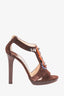 Jimmy Choo Brown Suede With Bead Shell Detail Heels Size 38