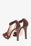 Jimmy Choo Brown Suede With Bead Shell Detail Heels Size 38