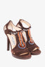 Jimmy Choo Brown Suede With Bead Shell Detail Heels Size 38
