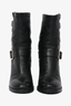 Jimmy Choo Black Leather Crinkled Block Heel Boot Size 38.5