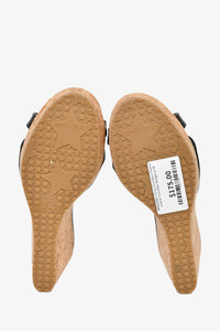 Jimmy Choo Black Patent Leather Cork Heel Wedges Size 38