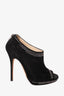 Jimmy Choo Black Suede Beaded Peep Toe Heels Size 38