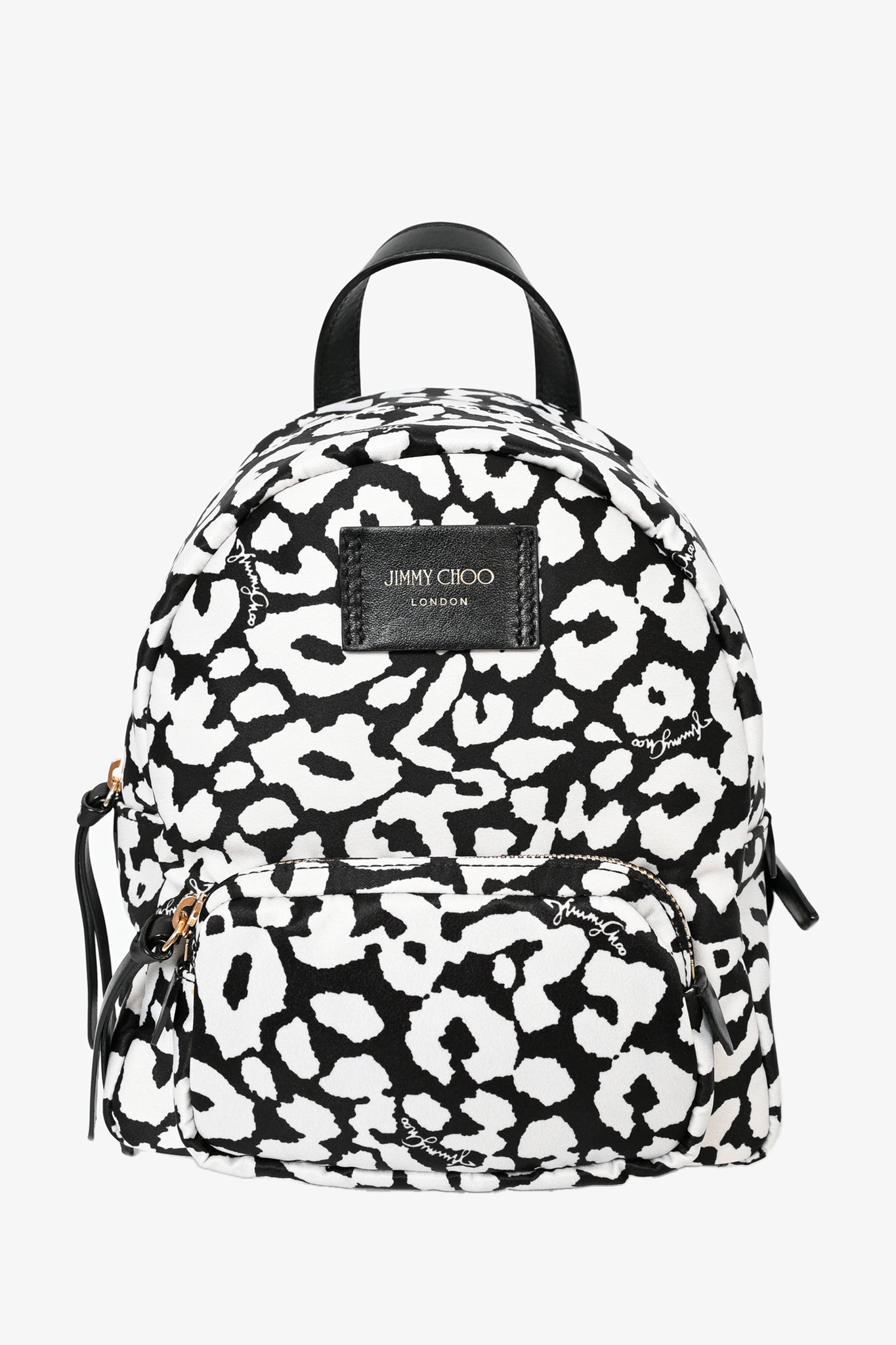 Jimmy Choo Black/White Leopard Patterned Nylon Backpack