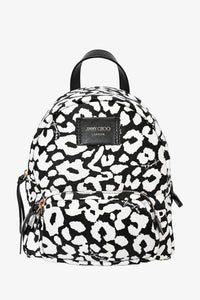 Jimmy Choo Black/White Leopard Patterned Nylon Backpack