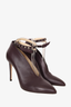 Jimmy Choo Burgundy Leather Studded Ankle Strap Pointed Toe Pumps Size 38.5