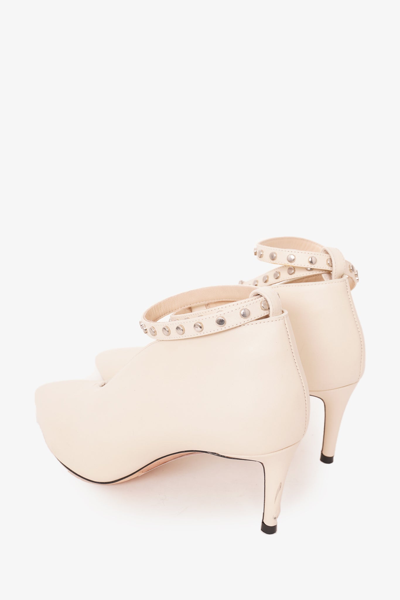 Jimmy Choo Cream Open Leather Ankle Bootie with Studs Size 36