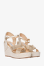 Jimmy Choo Gold Leather Wedge Espadrilles Size 37
